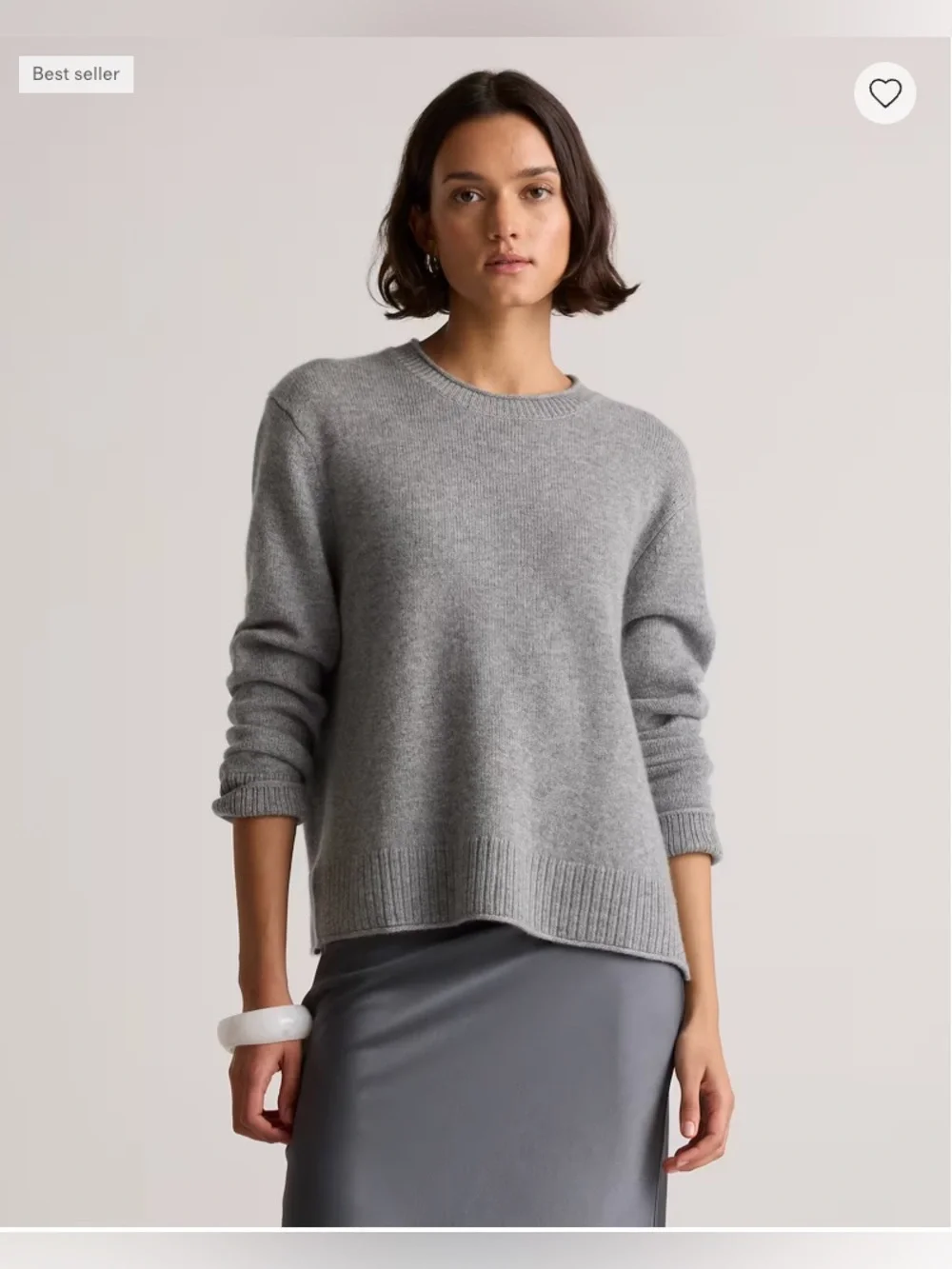 Quince Mongolian Cashmere Boxy Crewneck Sweater in Heather Grey size Small